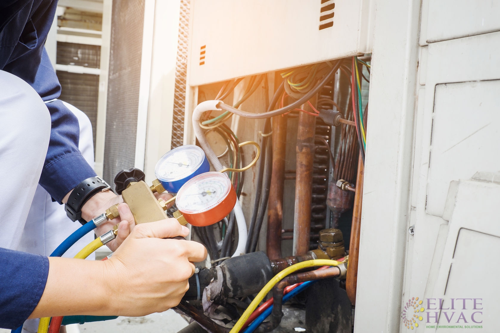 HVAC Technician Testing AC Unit